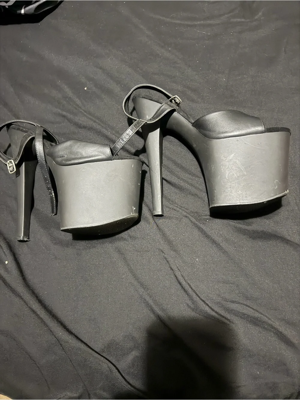 Black pleaser Platform Stiletto Heels with Ankle Strap